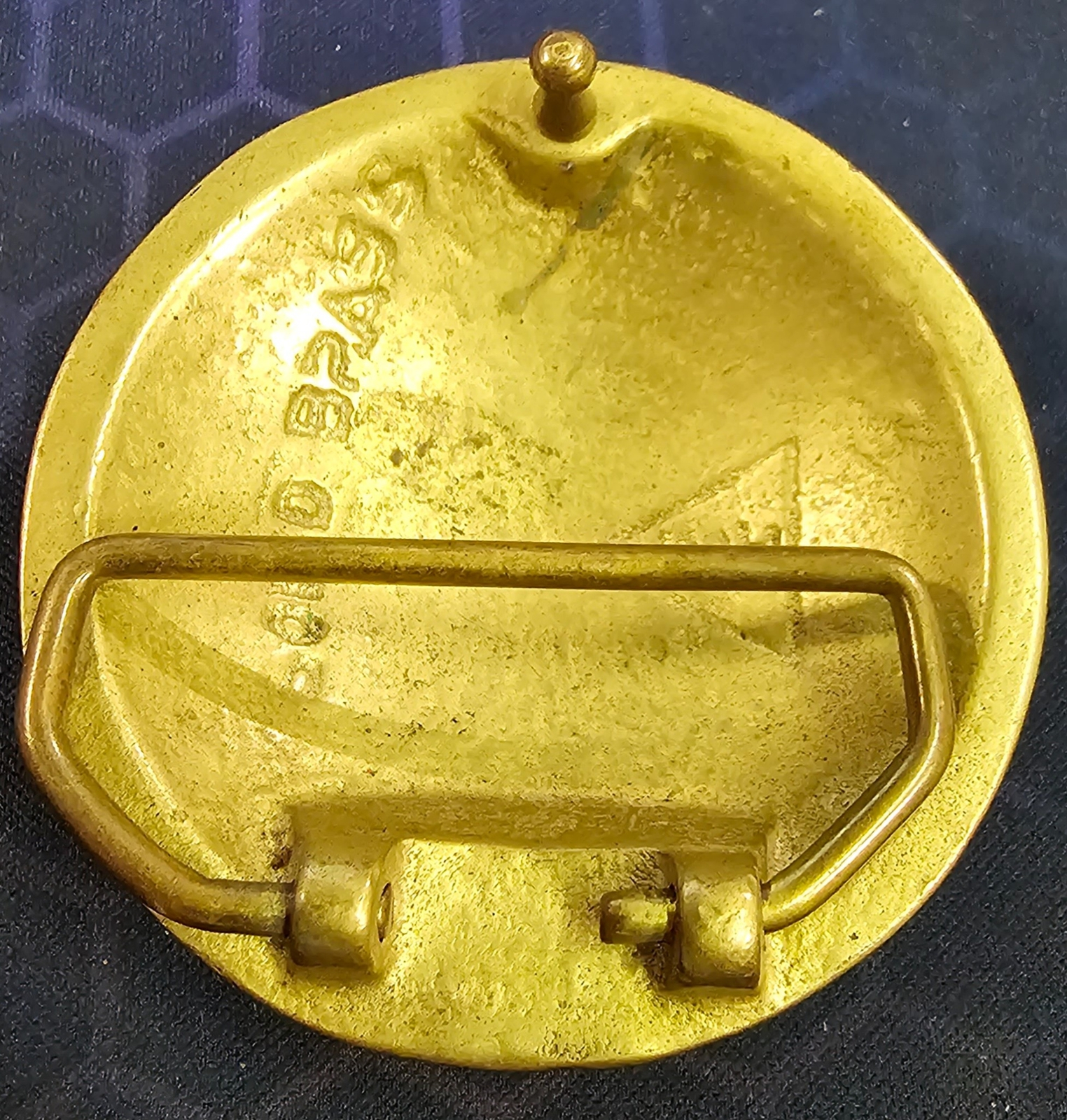 VTG Solid Brass Round Baseball Engraved Belt Buck… - image 6