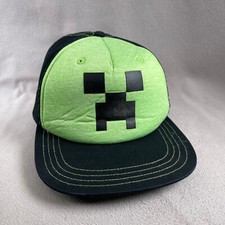 Minecraft Creeper Hat Youth One Size Black Trucker Snapback Cap Mojang Game