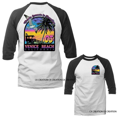 Classic Sunsets in Paradise Venice Beach California 3/4 Sleeve Raglan