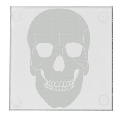 Etched Halloween Skull 3.5'' Square Glass Coasters by DCM Solutions