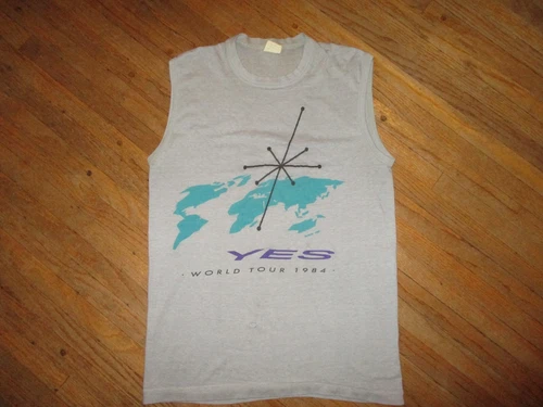 YES CONCERT T SHIRT Band 90125 Tour Sleeveles 1980s vintage concert t-shirt, vintage, size S, single stitch, B+ condition