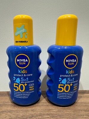 2x Nivea Sun Kids - SPRAY - Protect & Care LSF 50+ | 5in1 Schutz - 200ml