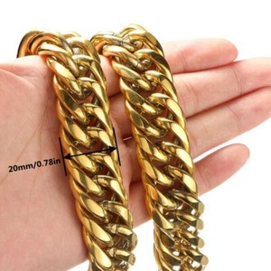 Authentic 9/11/13/16/20mm Men's Gold Plated Curb Cuban Link Chain Necklace