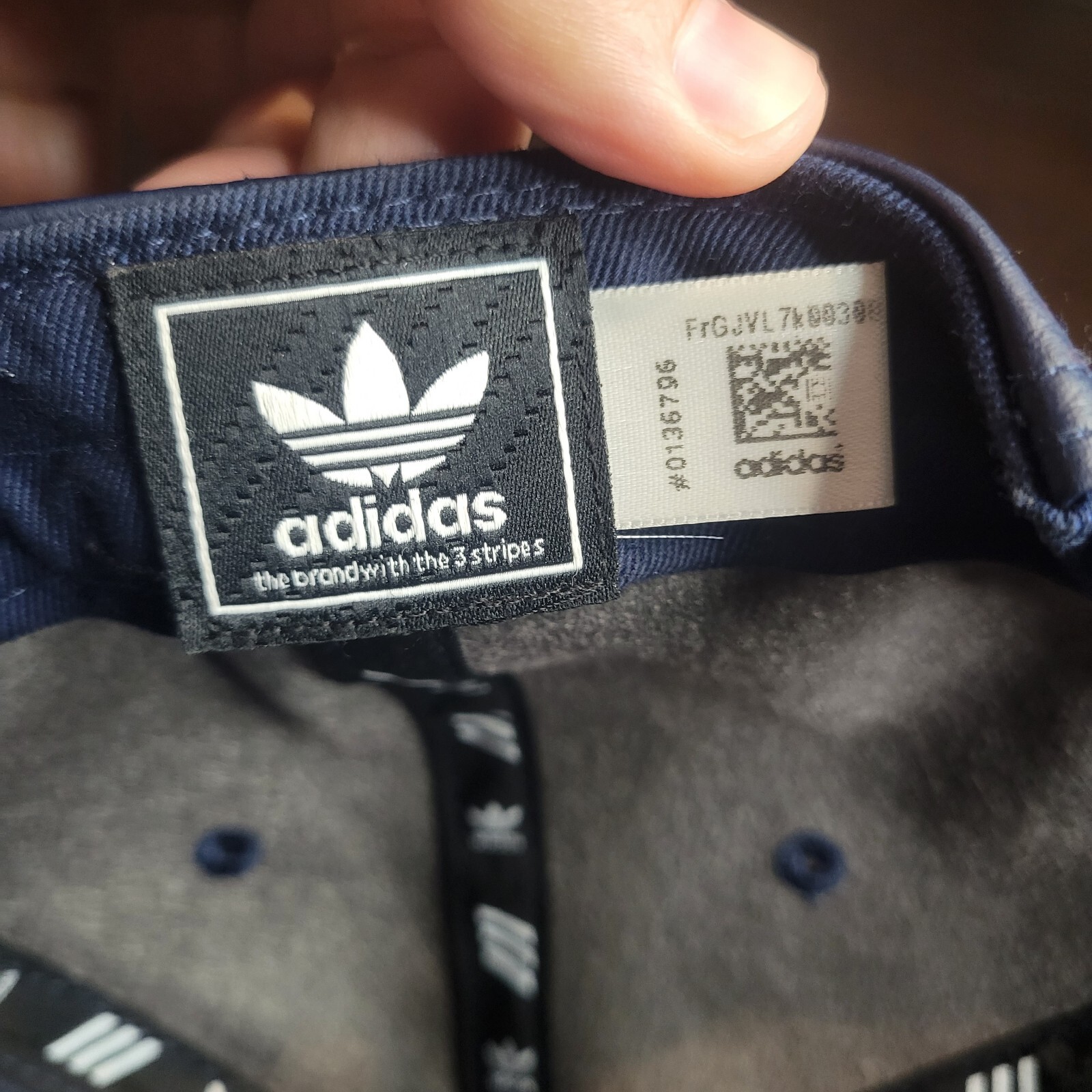 Adidas Embroidered Black Faux Leather Style Snapback Flat Bill Hat Blue Black