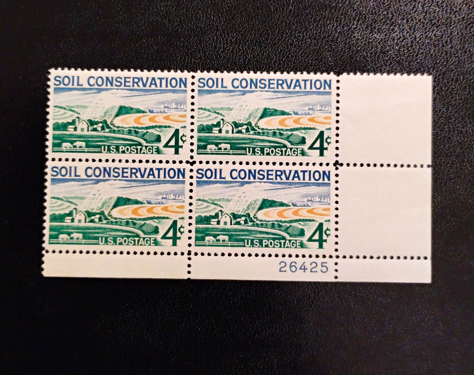 United States Soil Conservation 4¢ Plate Block of 4 MNH Plate No. 26425