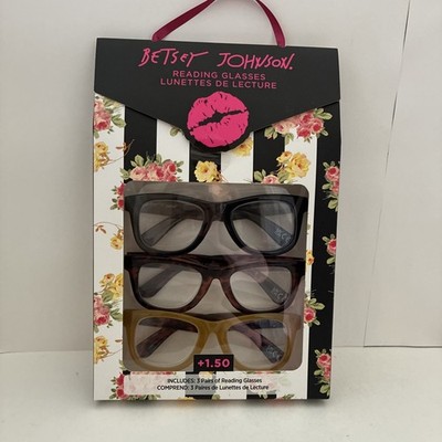 BETSEY JOHNSON 3-PACK READING GLASSES READERS +1.50 NEW