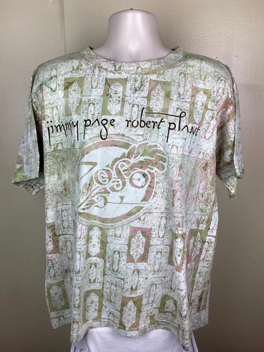 Jimmy Page Robert Plant Concert T-Shirt Beige G 1990s vintage concert t-shirt, vintage, size XL, single stitch, B+ condition