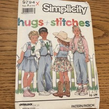 Simplicity Pattern 9794 Hugs + Stitches Child Pants Skirt Vest Top Size 2-6X UC