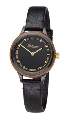 Waidzeit  Holzuhr  Cherry Black Petite  Damenuhr mit Lederarmband