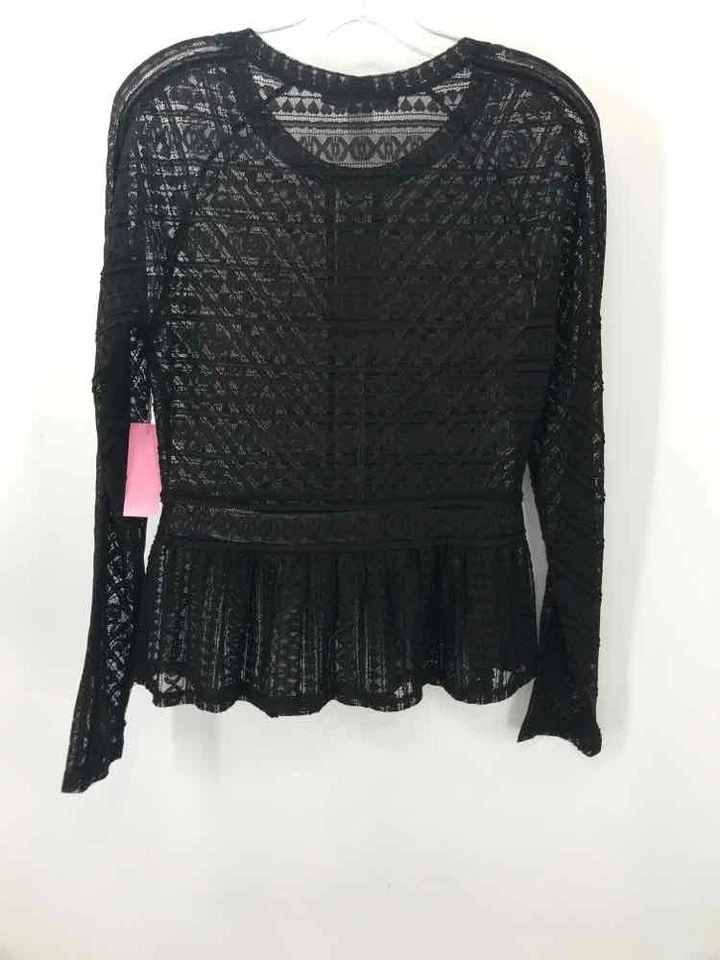 Blusa BCBG Maxazria de segunda mano negra talla mediana de encaje manga larga Foto 2 de 3