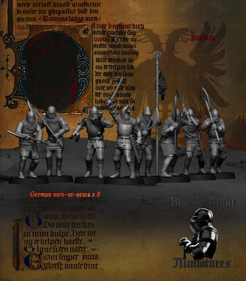 #ad Black Knight Miniature Medieval 15th Century German Men at Arms w 2 Hand Weapons $199.99