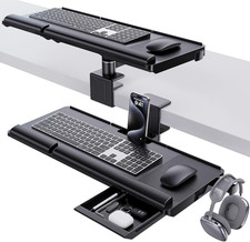Upgraded Adjustable Keyboard Tray for above Desk & under Desk Use - Ergonomic Si
