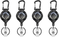 4-Pack Retractable Keychain Heavy Duty 10 OZ Retraction 3K Carbon Fiber ID Badge