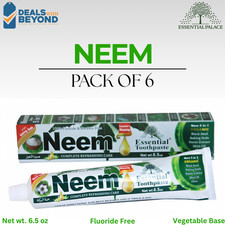 6 Pack Neem Toothpaste 5 in 1 Essential Palace 100 Fluoride Free Vegetable Base