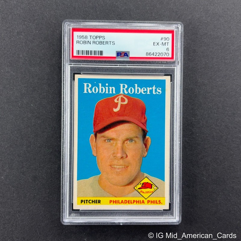 1958 Topps Robin Roberts #90 Philadelphis Phillies Vtg EX-MT PSA 6