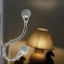 Pack of 6 Heavy Duty Double Prong Crystal Decorative Coat Hooks Unique Clear ...