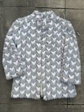 Vintage 1960s 1970s Faux Fur Chevron Jacket Coat Glam Rocker Pennylane