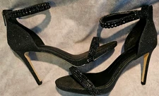 Gianni Bini Rhinestone Sparkle Ankle Strap Zipper Back Stiletto Heels Shoes 12
