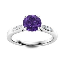 Amethyst Gemstone 925 Sterling Silver Prong Ethnic Solitaire Ring Jewelry