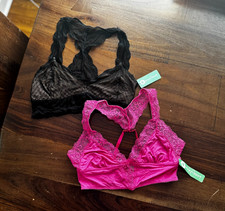 Honeydew Women's Lace Bralettes - Size Large - Pack of 2 - Black/Hot Pink