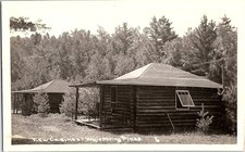 RPPC Postcard Log Cabins Whispering Pines 1935