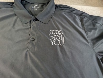 Ultra Club Shirt Mens 3XL Polo Solid Black God's  Crazy About You Logo