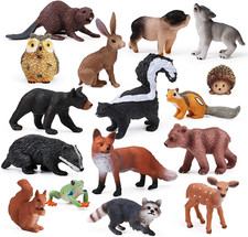 16PCS Forest Animals Baby Figures Woodland Creatures Figurines Miniature Toys...