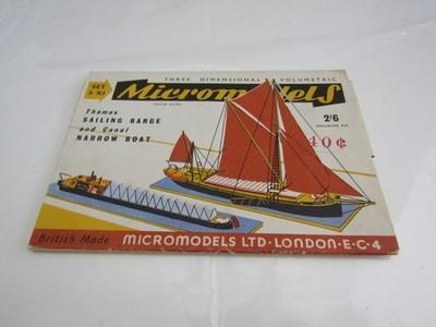VINTAGE 3D MICROMODELS KIT BRITISH MADE SHIP SAILING BARGE & NARROW CANAL BOAT