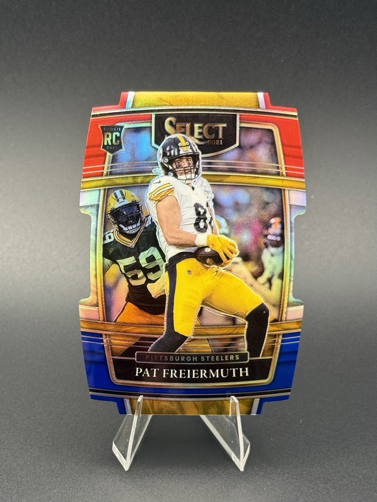 2021 Panini Select - Concourse Pat Freiermuth #59 Red & Blue Prizm Die-Cut (RC)