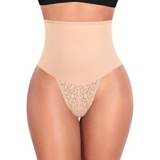 Werena Tummy Control Thong Shapewear for Women Mid High Waisted Body Shaper S