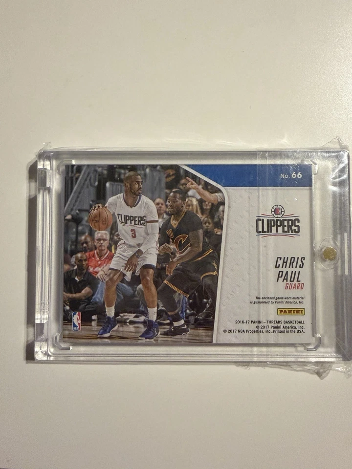 Chris Paul 2016-17 PANINI THREADS GAME USED JERSEY LA Clippers #66 Patch Relic - Image 2 of 4