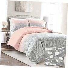 Glitter Ombre Metallic Full/Queen Blush Gray Comforter Set Pillow Case