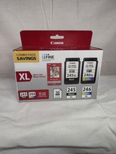 Canon Genuine 245XL Black 246XL Color Cartridges/Photo Paper Combo Pack Sealed
