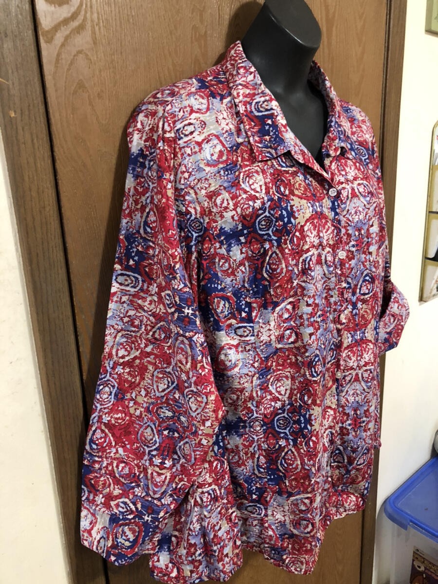 Catherines Multi-Colored Button Front Cotton Top … - image 4