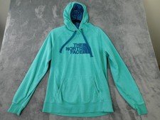 North Face Hoodie Womens Large Teal Pullover Fleece Sweatshirt Hooded
