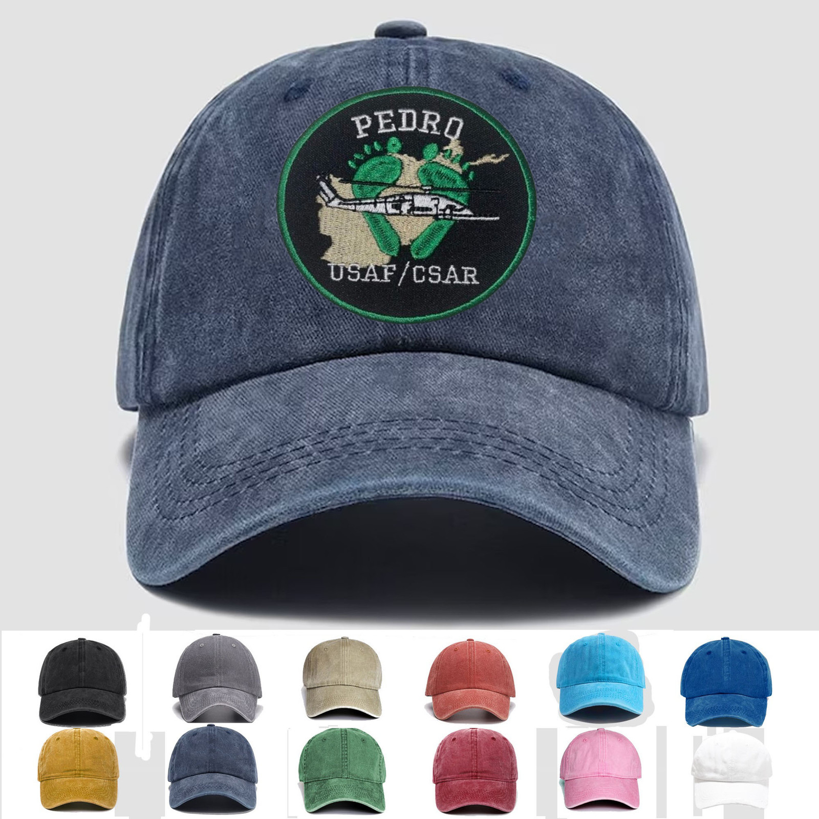 Custom Embroidered Hat USAF CSAR Pedro Jolly Green Feet, Trucker Hat, Gift Idea