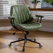 Vintage Swivel Office Desk Chair Faux Leather...