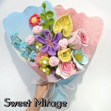 Colorful Crochet Flower Bouquet Birthday Thank You Gift for Her