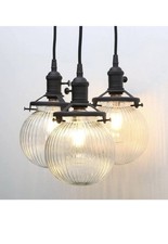 Yosoan Vintage Ribbed Glass 3CeilingPendant LightwithGlobe Lampshade Industrial
