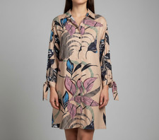 Fiscal Forever Pattern Beige Long Blouse – Size Medium | Boho Maxi Top Dress