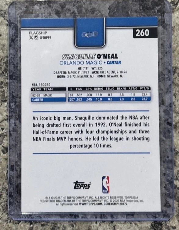 SHAQ Shaquille O Neal Autographed Topps Flagship NBA Card Hand Signed Magic TTM - Imagem 4 de 4