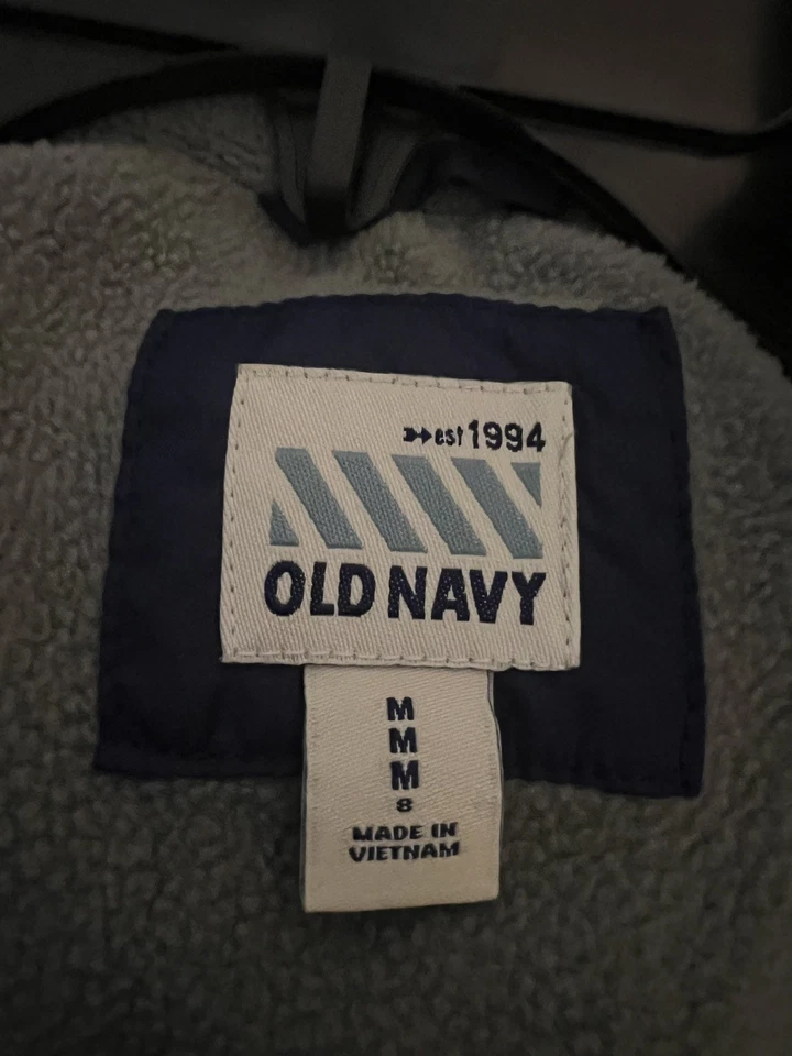 Old Navy Boy's Sleeveless Navy & Green Fleece Lined Zip Up Puffer Vest Size M  - Image 4 of 4