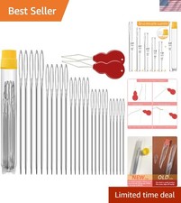 Assorted Hand Sewing Needles Set with Threaders - 25/50 Pieces for Embroidery...