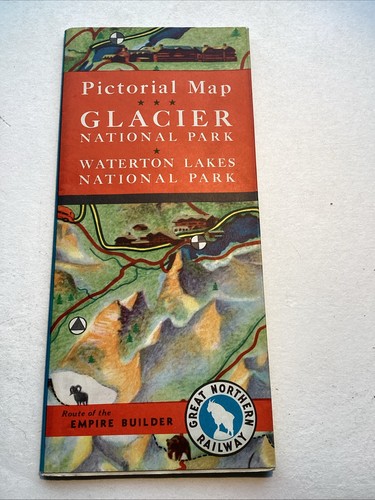 Scarce 1939 Great Northern Railway Pictorial Map Glacier Park Exceptional Shape!