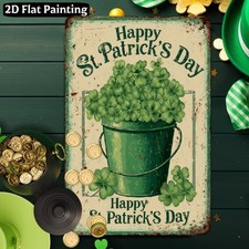 2D St. Patrick's Day Vintage Shamrock Metal Wall Sign Rustic Irish Clover Decor