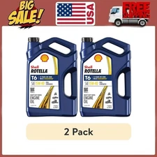 (2 Packs) Shell Rotella T6 Full Synthetic 15W-40 Diesel Engine Oil, 1 Gallon