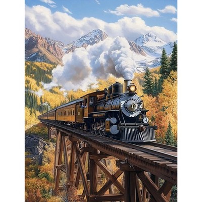 Miwixy Train Diamond Art Kits for Adults,Landscape Painting train 