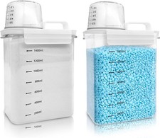 2X Waschpulverbehälter mit Deckel Waschpulver Aufbewahrungsbox Waschmittelbox