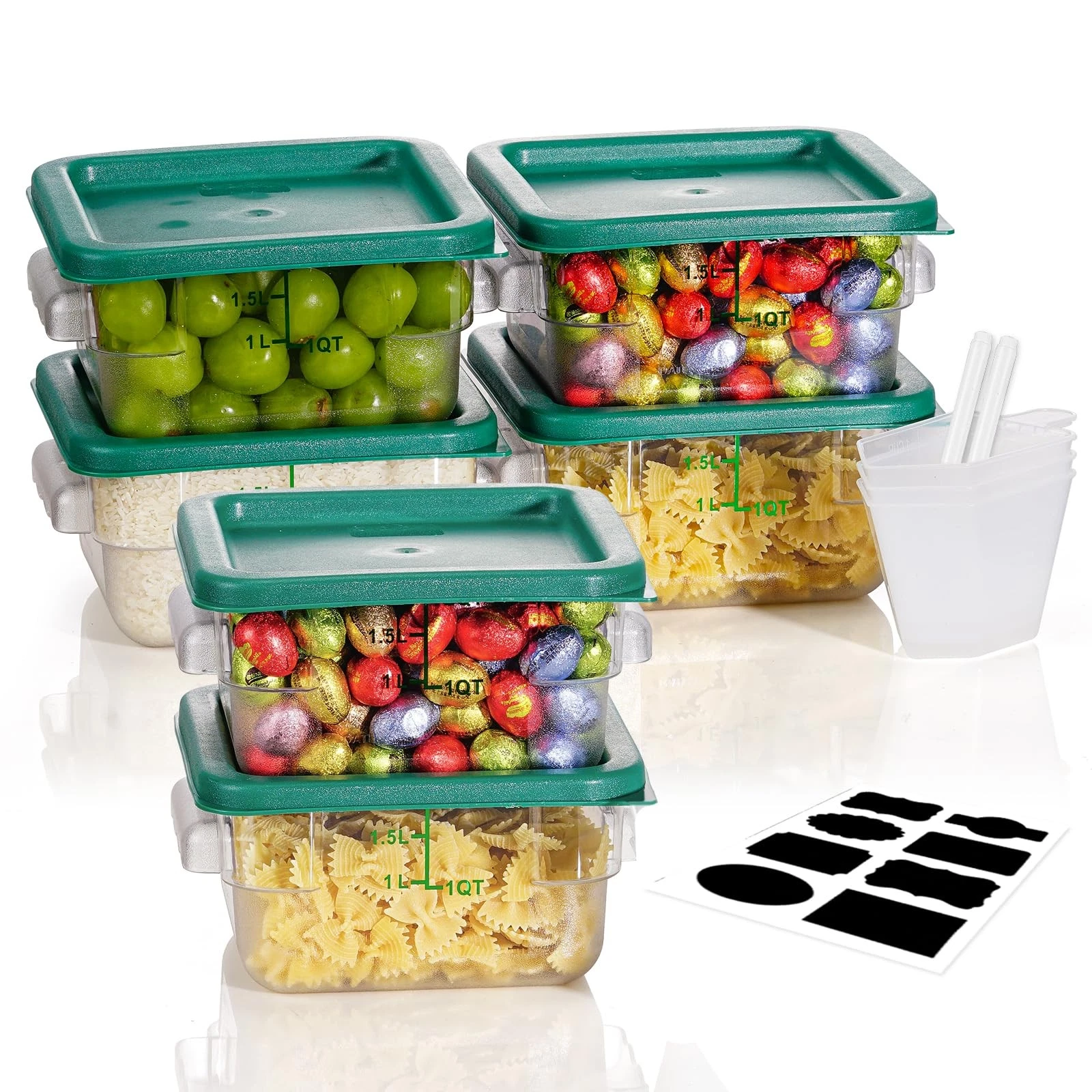 2QT NSF Food Storage Containers with Lids: 6 PCS [Total Food ][Hot&Cold Resis...