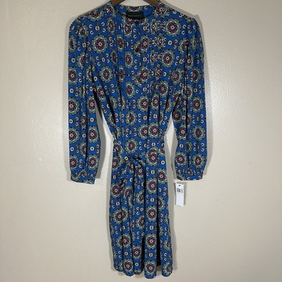 Donna Morgan Dress Women's 12 Multicolor Stretchy Swing Style Midi Long Sleeve